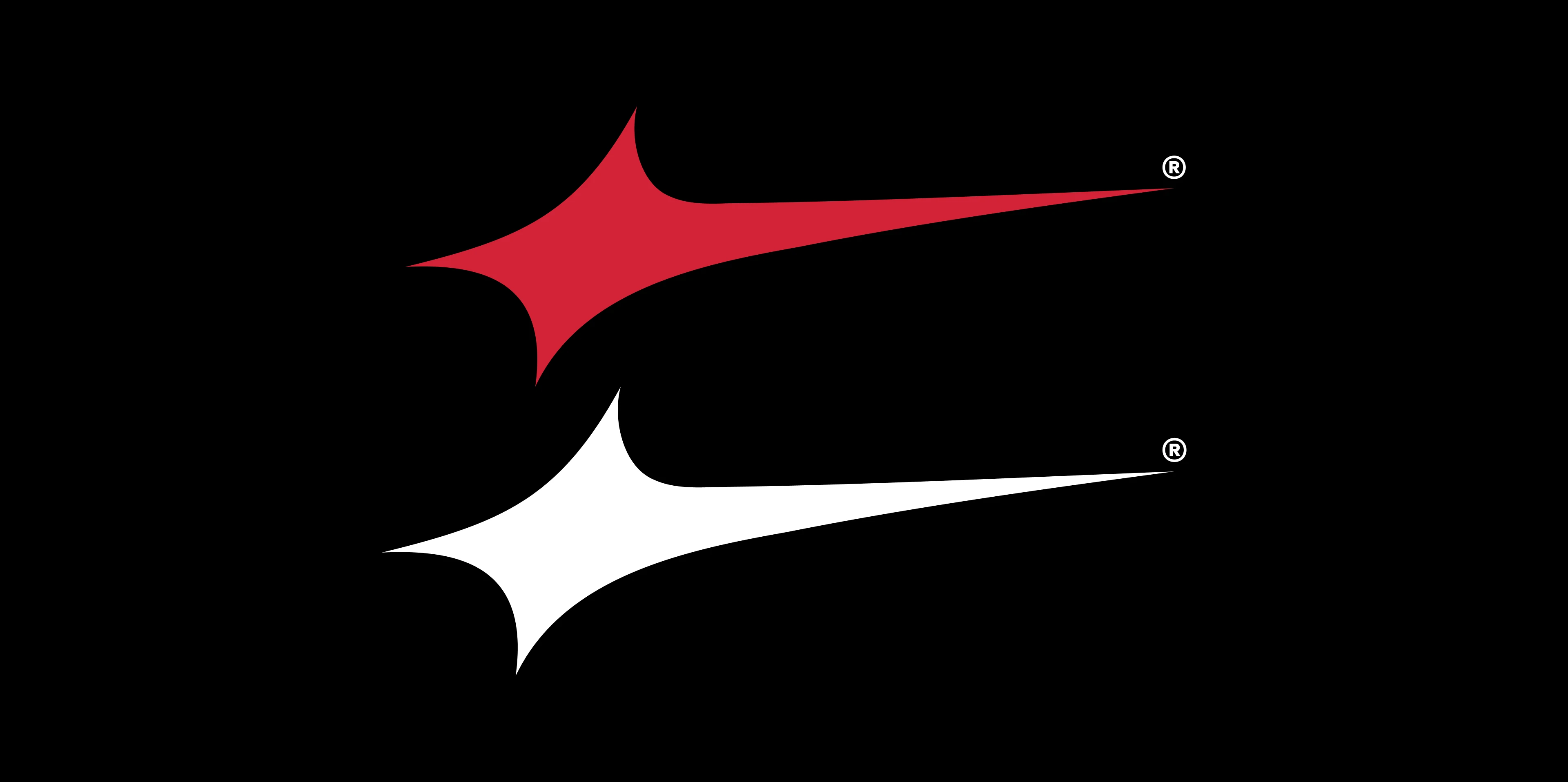 Two variations of the Aspect Athletics abstract star logo mark on a black background.